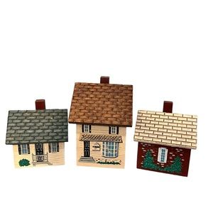 Vintage 1990 Cape Craftsman Colonial Village by Artist Rose Kennedy 3 Piece Set